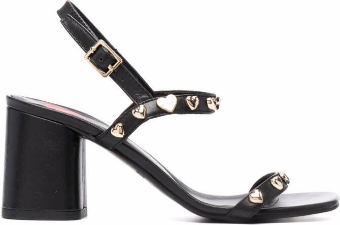 Love Moschino heart-studded block-heel sandals Black