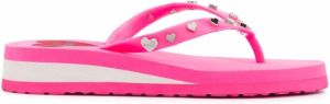 Love Moschino heart-studded flip flops Pink