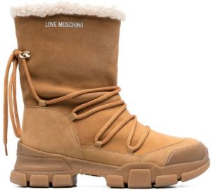 Love Moschino leather lace-up boots Brown