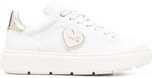 Love Moschino leather lace-up logo plaque sneakers White