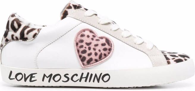 Love Moschino leopard-print lace-up trainers White