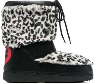 Love Moschino leopard-print padded ankle boots Black