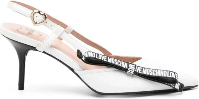 Love Moschino logo-bow sling back pumps White