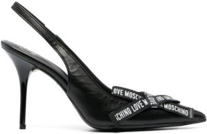 Love Moschino logo-bow slingback leather pumps Black