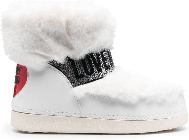 Love Moschino logo-embellished faux-fur snow boots White