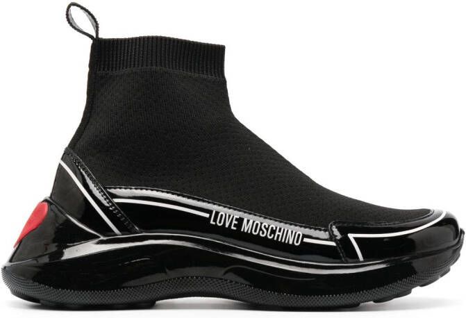 Love Moschino logo-embossed high-top sneakers Black