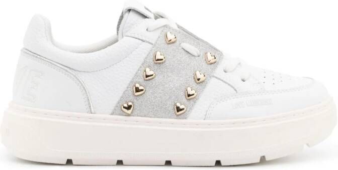 Love Moschino logo-embossed leather sneakers White