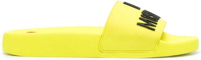 Love Moschino logo-embossed slides Yellow