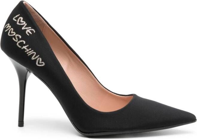 Love Moschino logo-lettering 100mm textured pumps Black