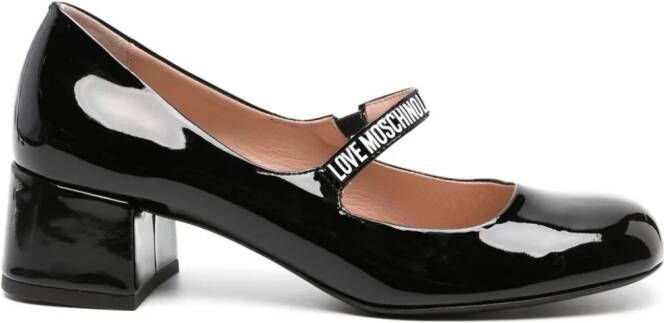 Love Moschino logo-lettering 50mm leather pumps Black