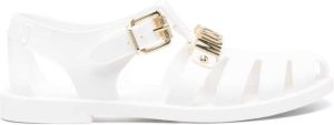 Love Moschino logo-lettering flat sandals White