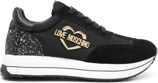 Love Moschino logo-lettering glitter sneakers Black