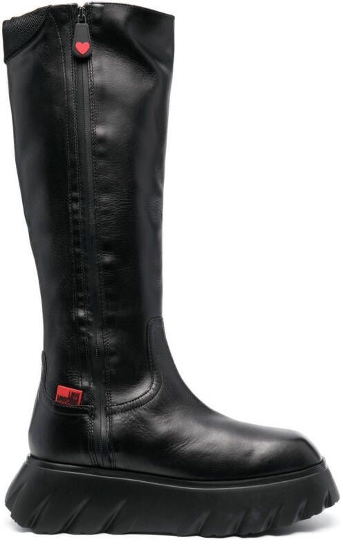 Love Moschino logo-patch boots Black