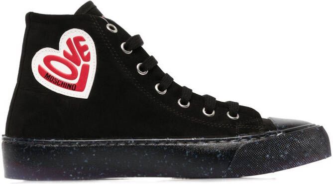 Love Moschino logo-patch high top sneakers Black