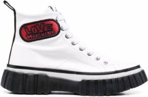 Love Moschino logo-patch lace-up boots White