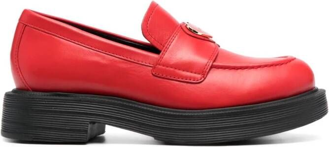 Love Moschino logo-plaque 40mm faux-leather loafers Red
