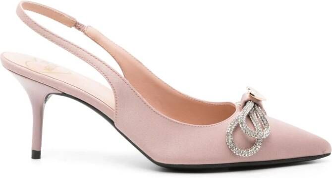 Love Moschino logo-plaque bow 80mm slingback pumps Pink