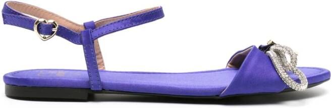 Love Moschino logo-plaque bow satin sandals Purple
