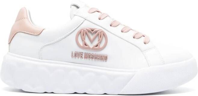 Love Moschino logo-plaque lace-up sneakers White
