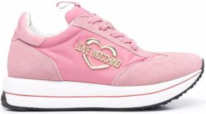 Love Moschino logo-plaque lace-up trainers Pink