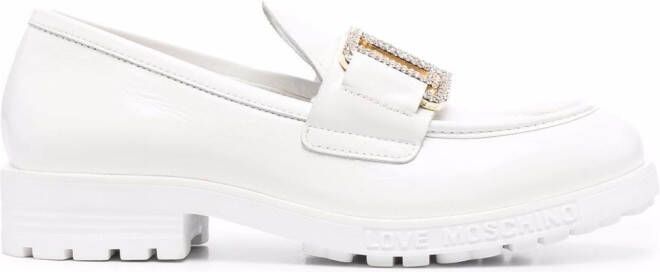 Love Moschino logo-plaque leather loafers White