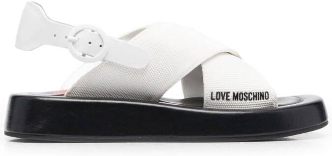Love Moschino logo-plaque open-toe sandals White