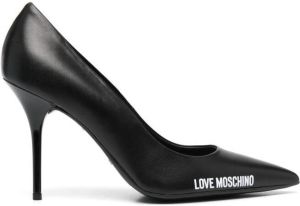 Love Moschino logo-print 100mm leather pumps Black