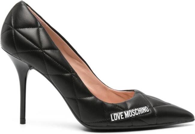 Love Moschino logo-print 100mm quilted pumps Black