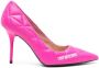 Love Moschino logo-print 100mm quilted pumps Pink - Thumbnail 1