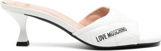Love Moschino logo-print 65mm quilted mules White
