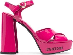 Love Moschino logo-print block-heel sandals Pink