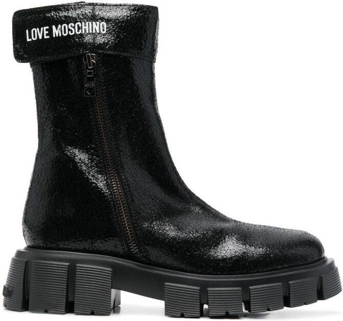Love Moschino logo-print calf-length 50mm boots Black