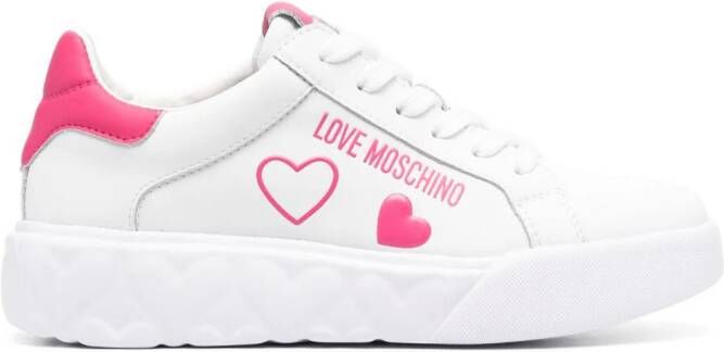 Love Moschino logo-print faux-leather sneakers White