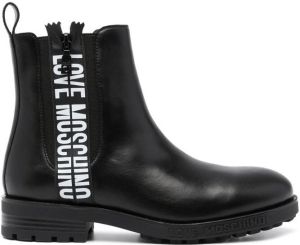 Love Moschino logo-print leather ankle boots Black