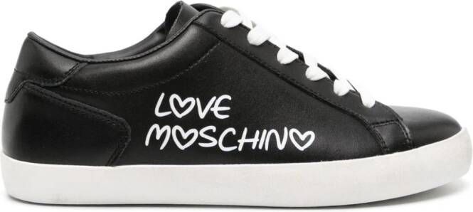 Love Moschino logo-print leather sneakers Black