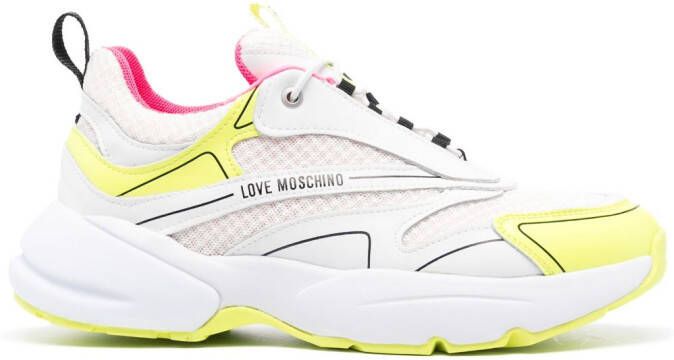 Love Moschino logo-print panelled mesh sneakers White