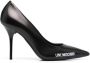 Love Moschino logo-print pointed-toe leather pumps Black - Thumbnail 1