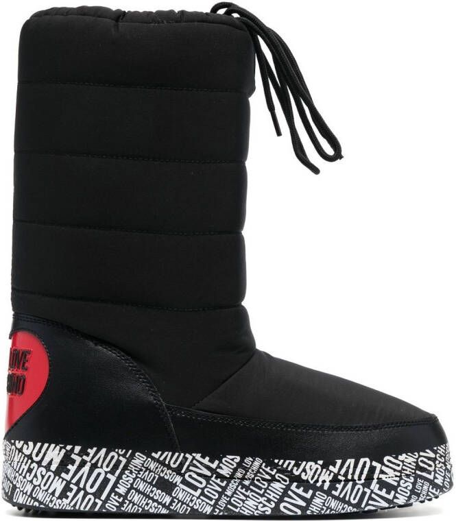 Love Moschino logo-print quilt-detail boots Black