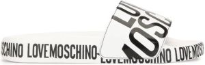 Love Moschino logo print sliders White