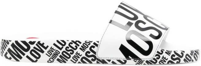 Love Moschino logo-print slides White