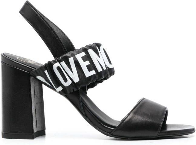 Love Moschino logo-print slingback 90mm sandals Black