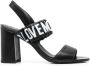Love Moschino logo-print slingback 90mm sandals Black - Thumbnail 1