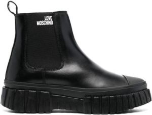 Love Moschino logo-print slip-on boots Black