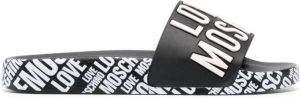 Love Moschino logo-print slip-on slides Black