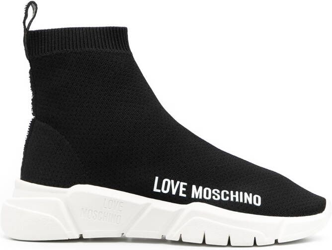Love Moschino logo print slip-on sneakers Black