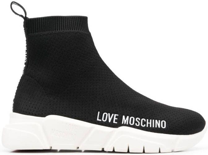Love Moschino logo-print sock-style sneakers Black