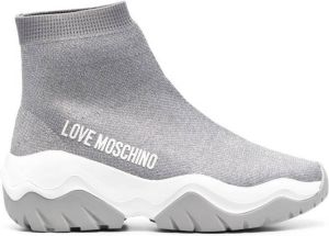 Love Moschino logo-print sock trainers Grey