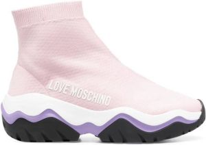 Love Moschino logo-print sock trainers Pink