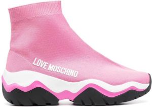 Love Moschino logo-print sock trainers Pink
