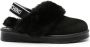 Love Moschino logo-print suede slippers Black - Thumbnail 1